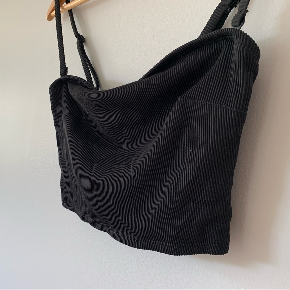 Black ribbed bandeau top
